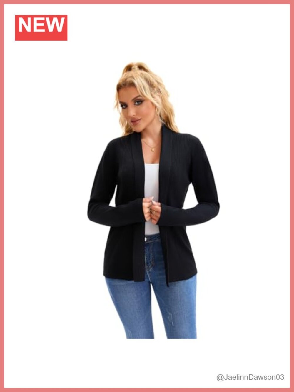 Ribbed Open Front Cardigan Soft Knit Long Sleeve Sweater for Work Casual Travel